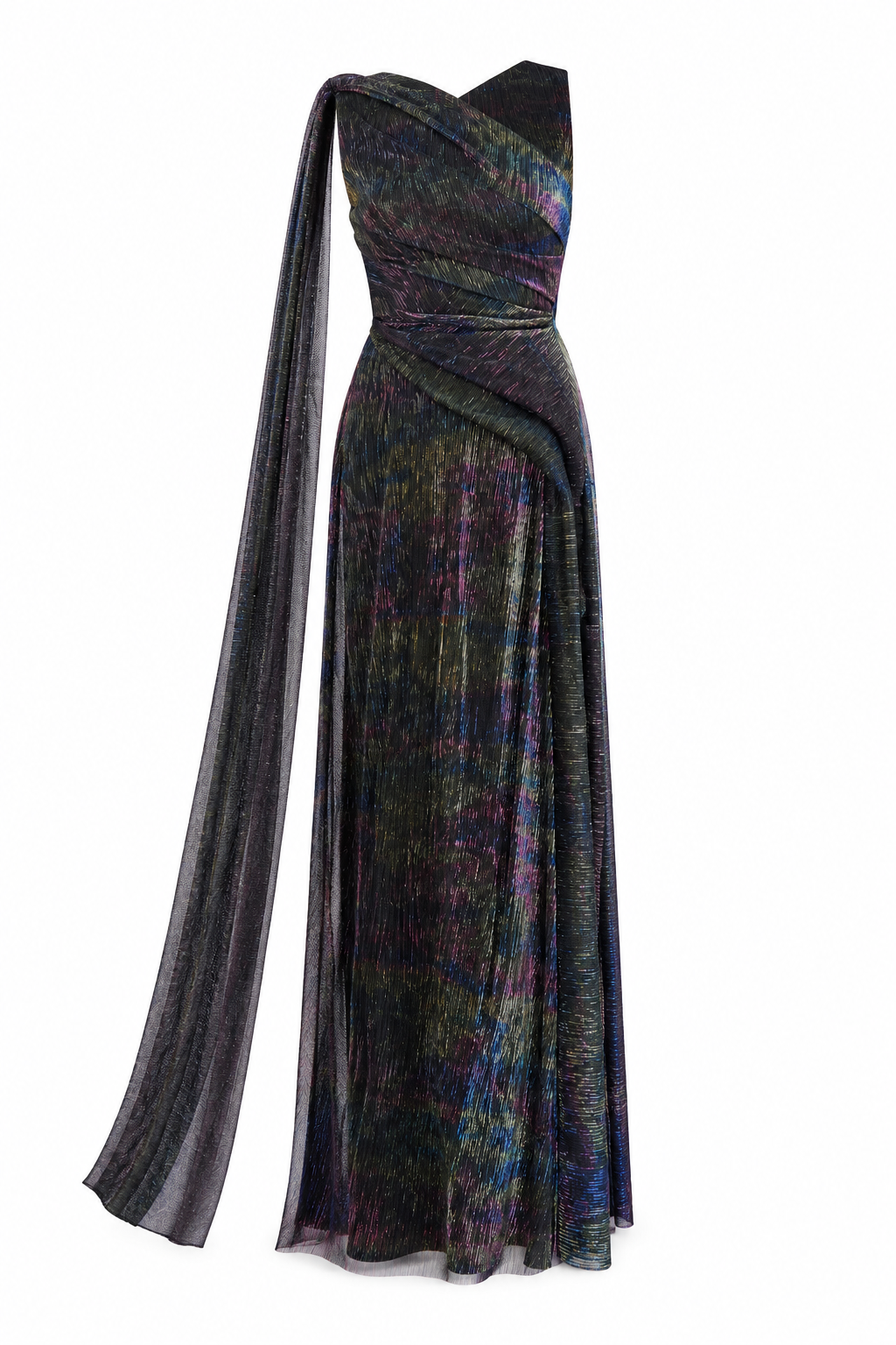 Mystery Metallic Voile Sleeveless Gown
