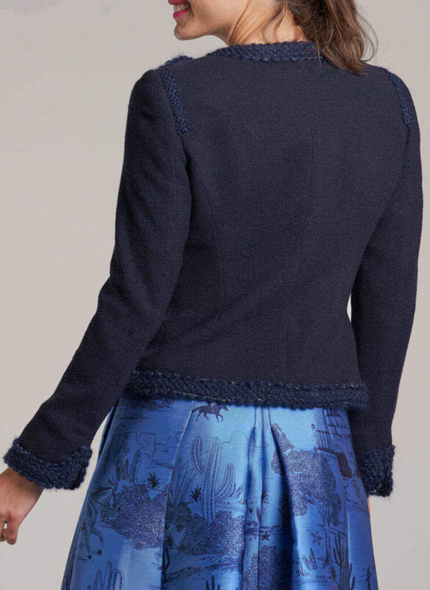 Soft Bouclé Jacket with Flower Detail - Maison Common