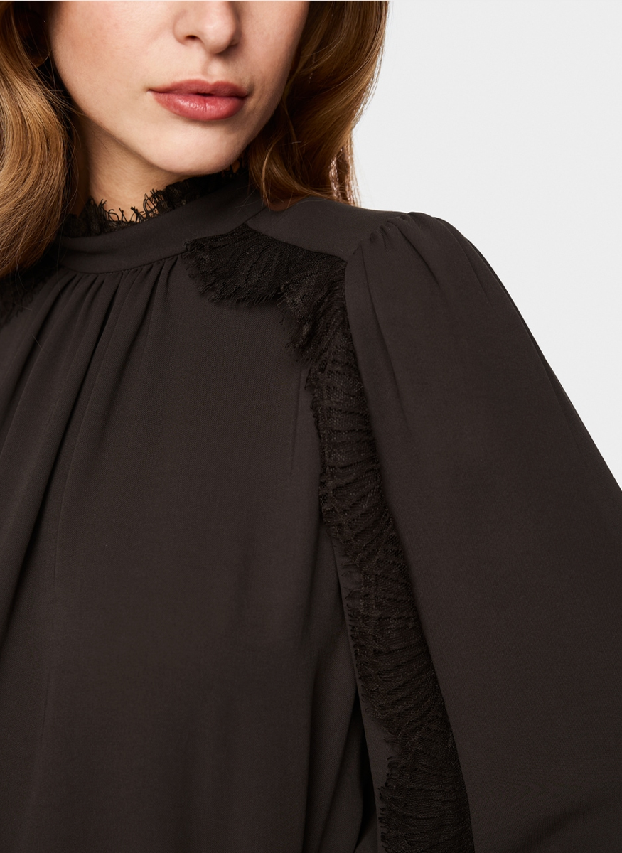 Mock Neck Lace Detail Top - Marc Cain