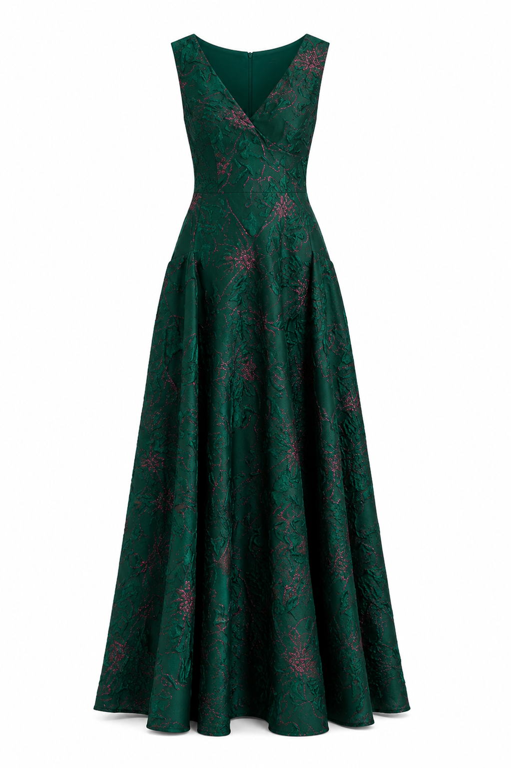 Caltha Sketch Jacquard V-Neck Gown