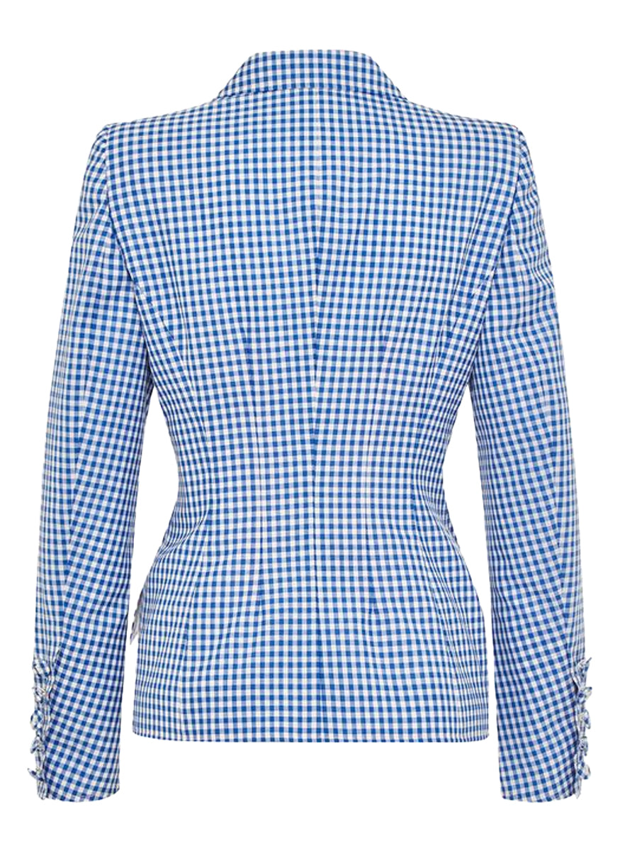 Double Breasted Check Wool Jacket - Maison Common