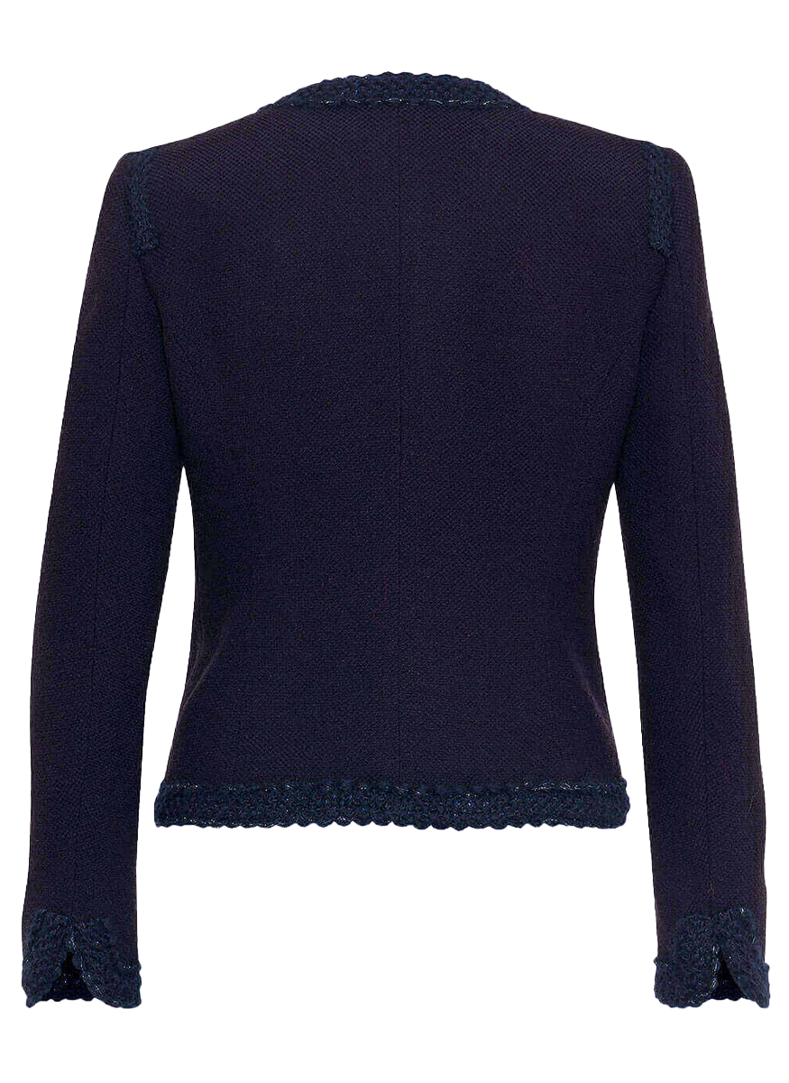 Soft Boucle Jacket with Flower Detail US6 Navy