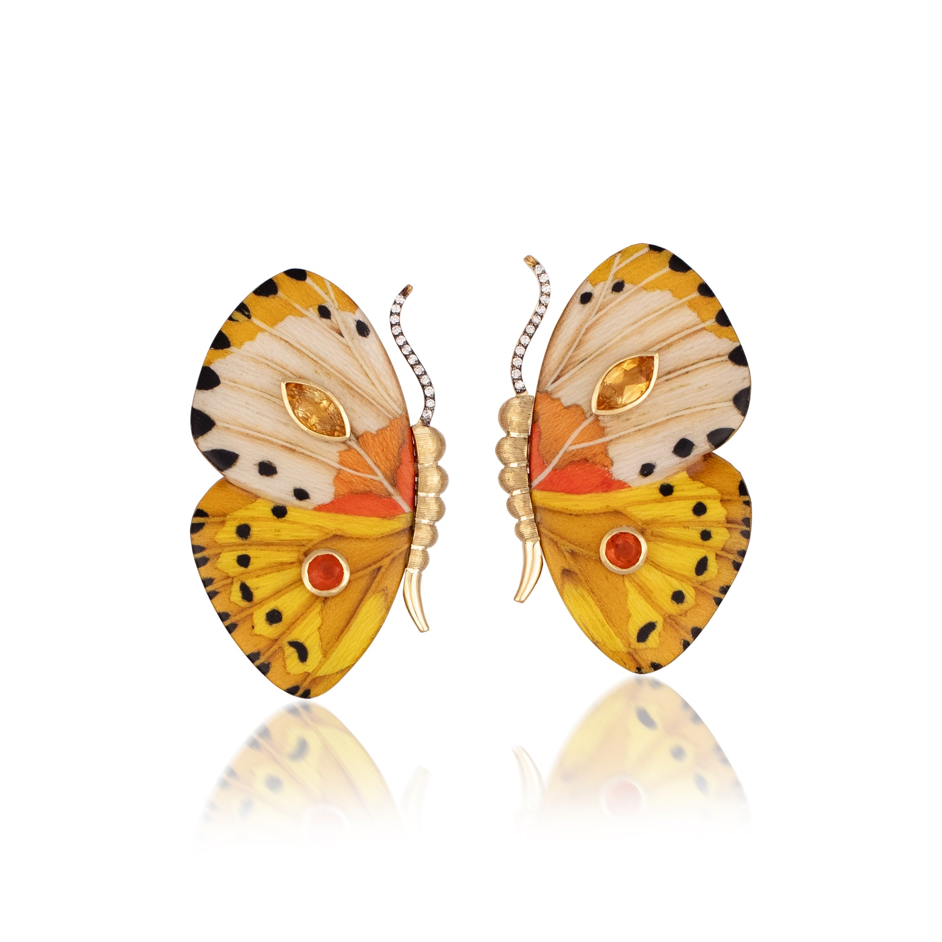 Fire Opal Butterfly Earrings