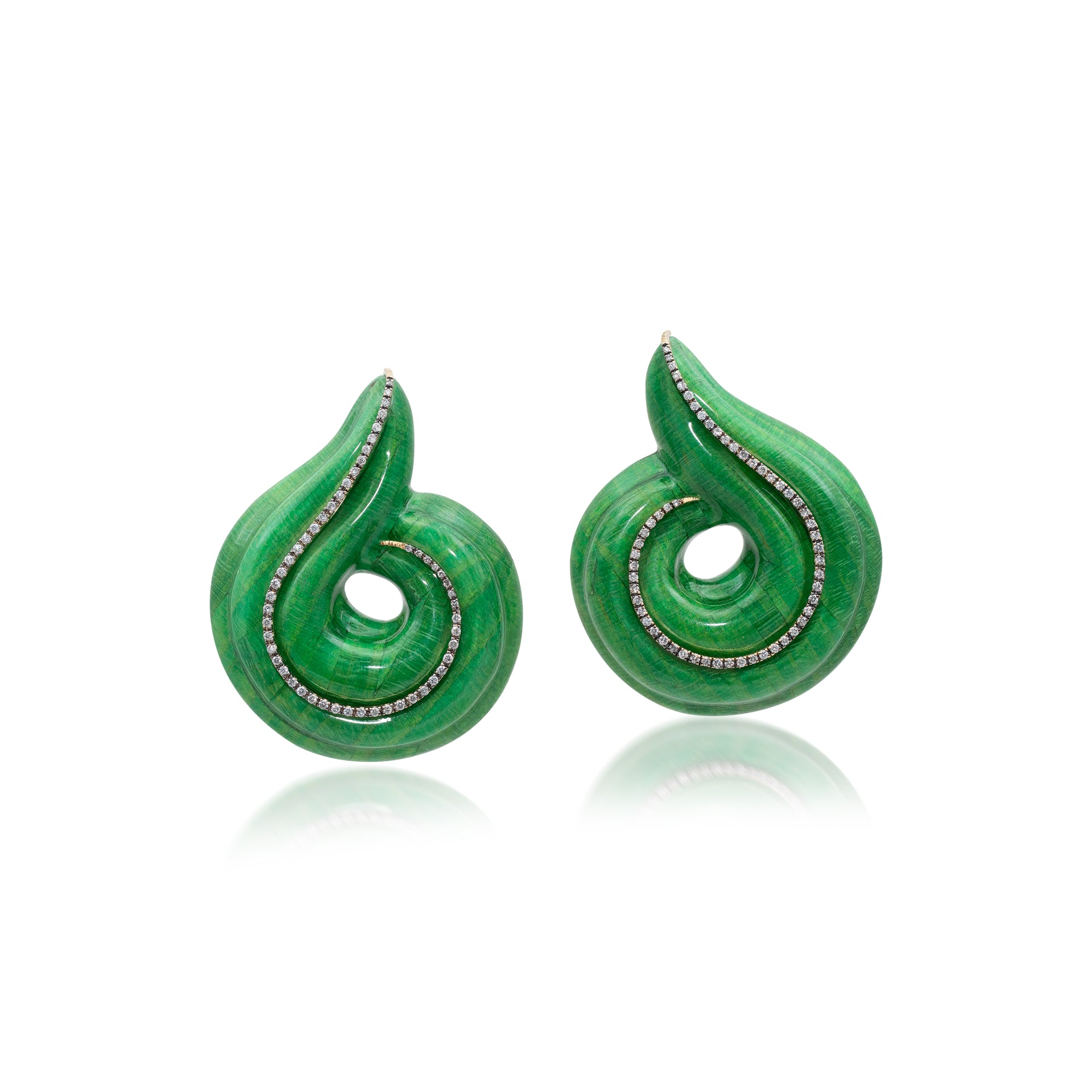 Green Spiral Earrings
