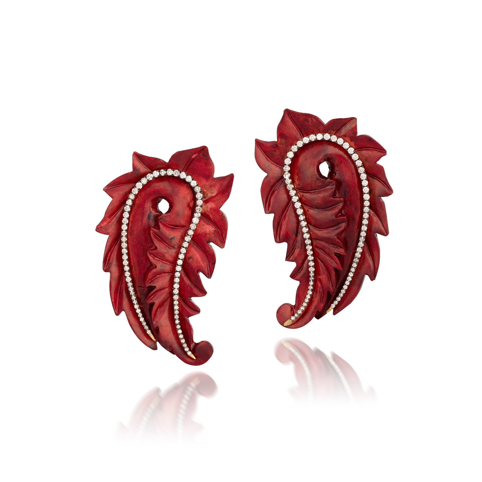 Red Wood Diamond Earrings