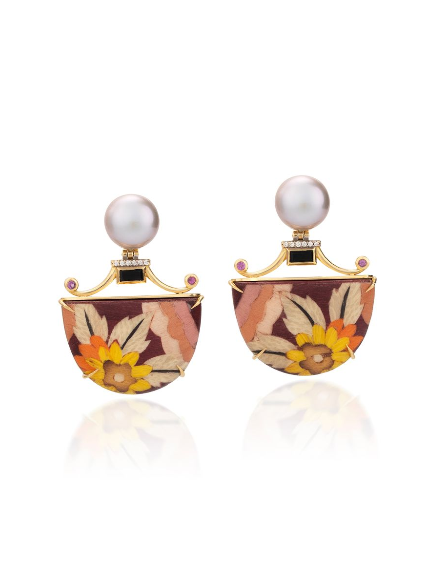 Marquetry Autumn Earrings