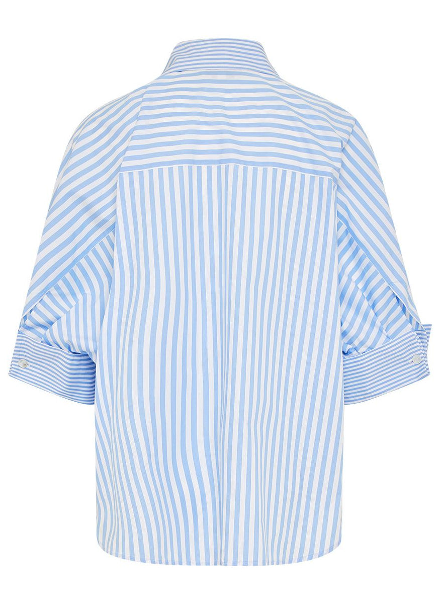Stripe Oversized Shirt with Embroidery