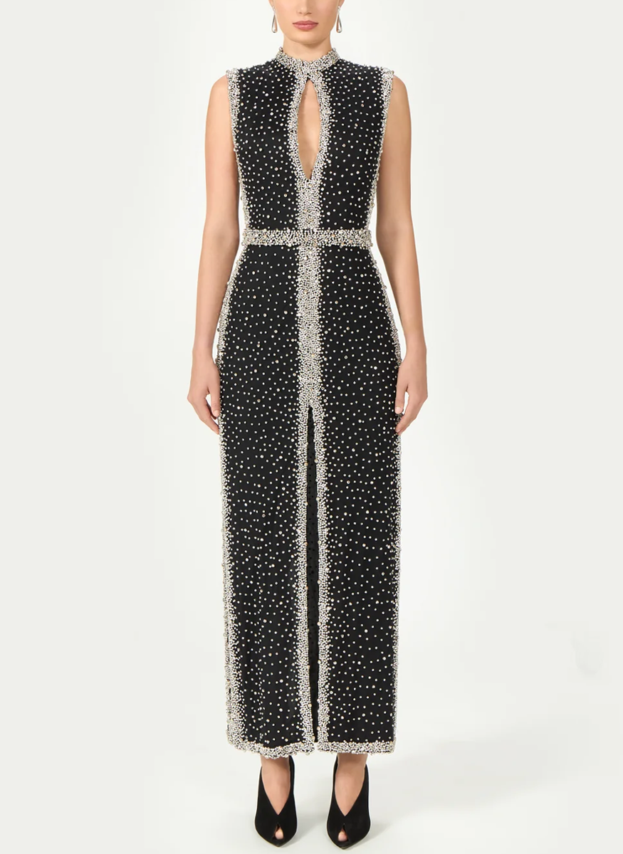 Belina Embroidered Crystals Column Gown