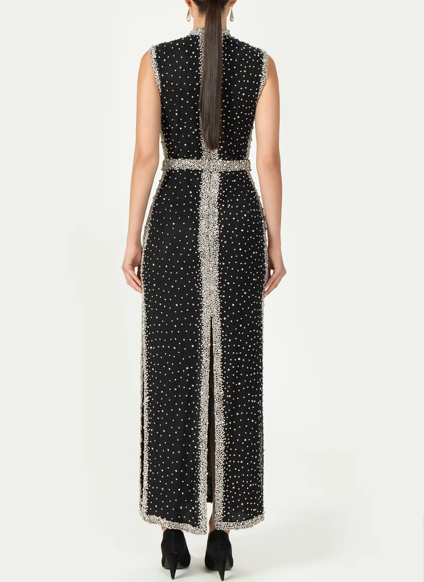 Belina Embroidered Crystals Column Gown - Costarellos
