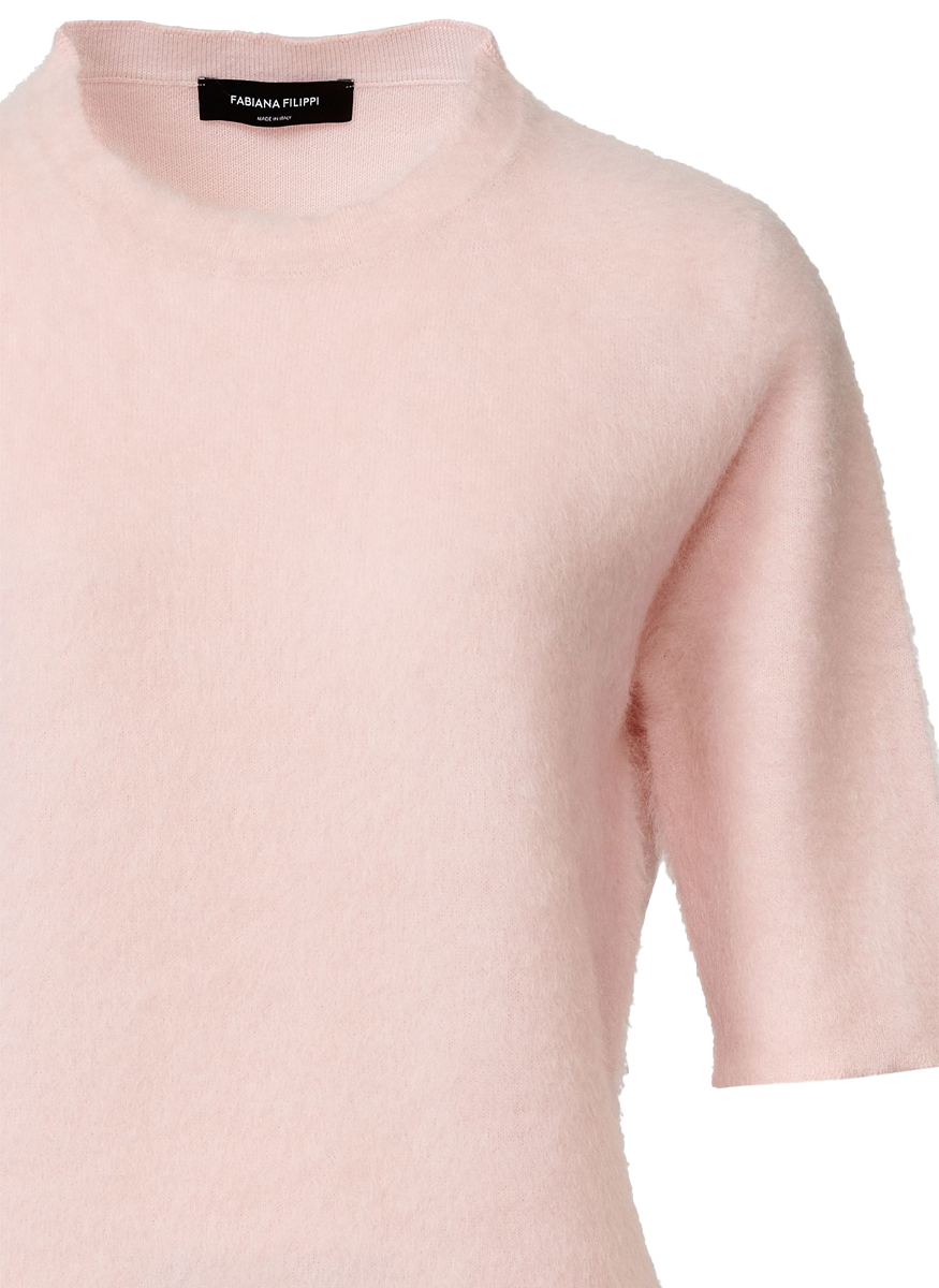 Brushed Mohair Short Sleeve Sweater - Fabiana Filippi