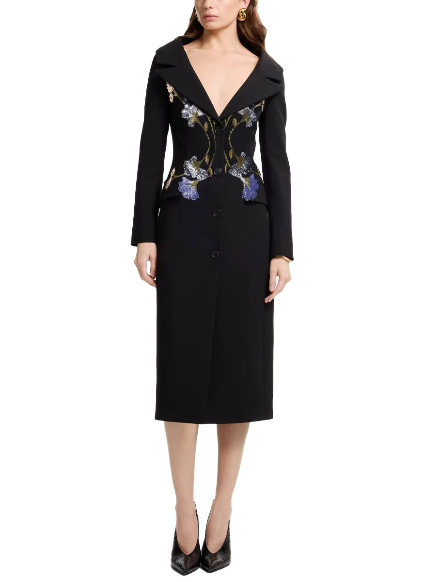 Embellished Crepe Wool Coat - Elie Saab