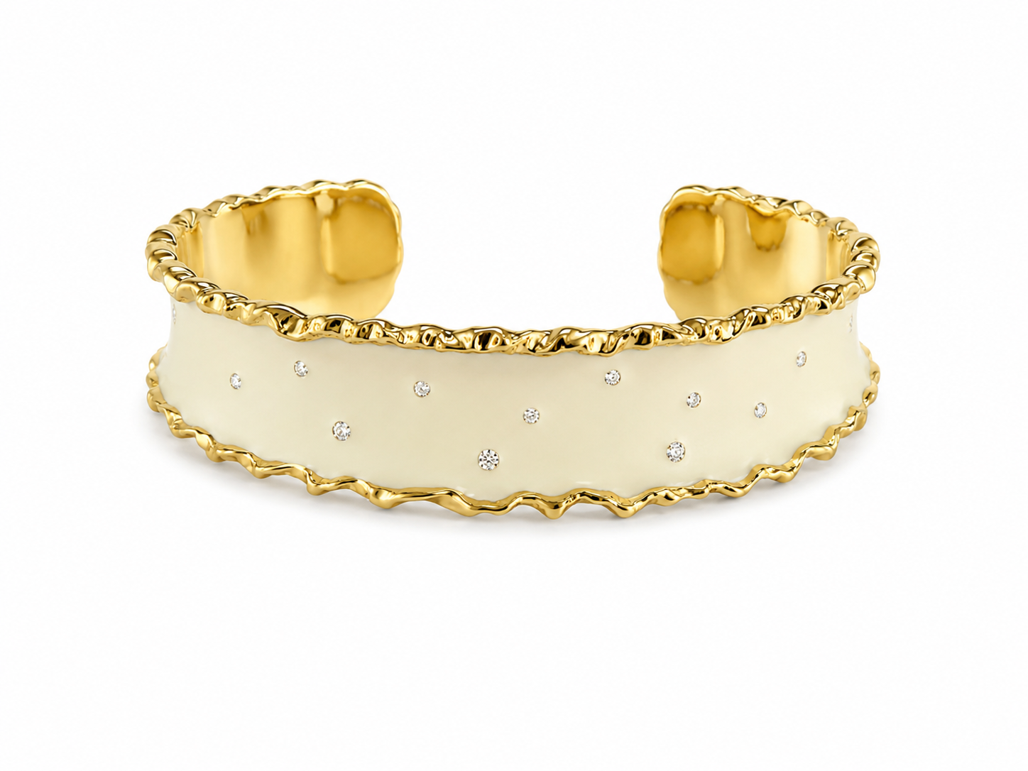 White Enamel Ruffle Cuff