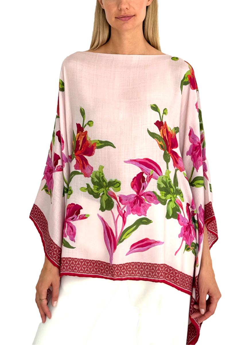 Iris Pink Cashmere Poncho