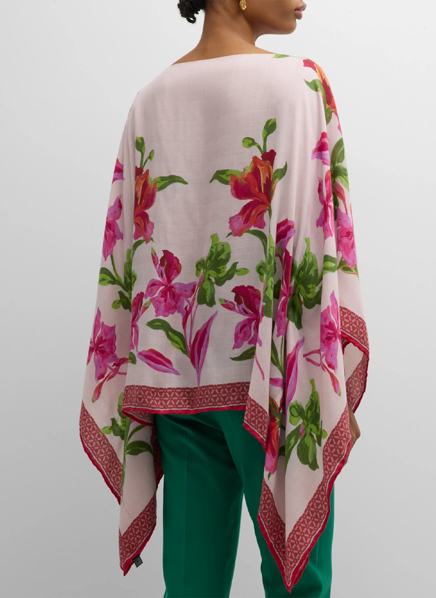 Iris Pink Cashmere Poncho - Rani Arabella