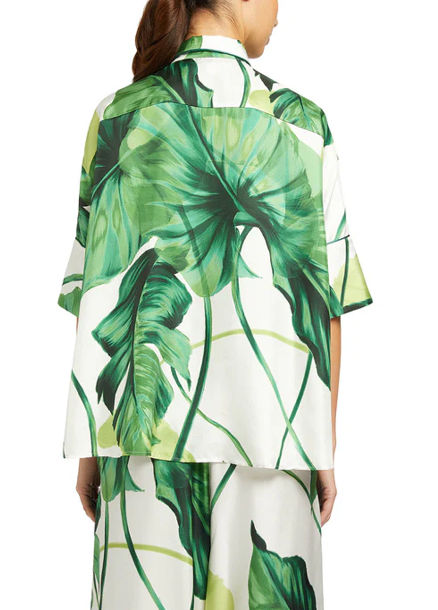 Pistis Silk Twill Top in Leaves Print