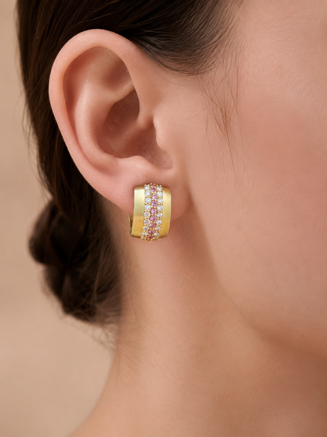 Omega Earrings, Pink Sapphire