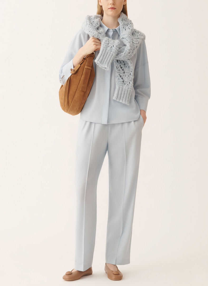 Cropped Shirt in Cool Bistretch Wool