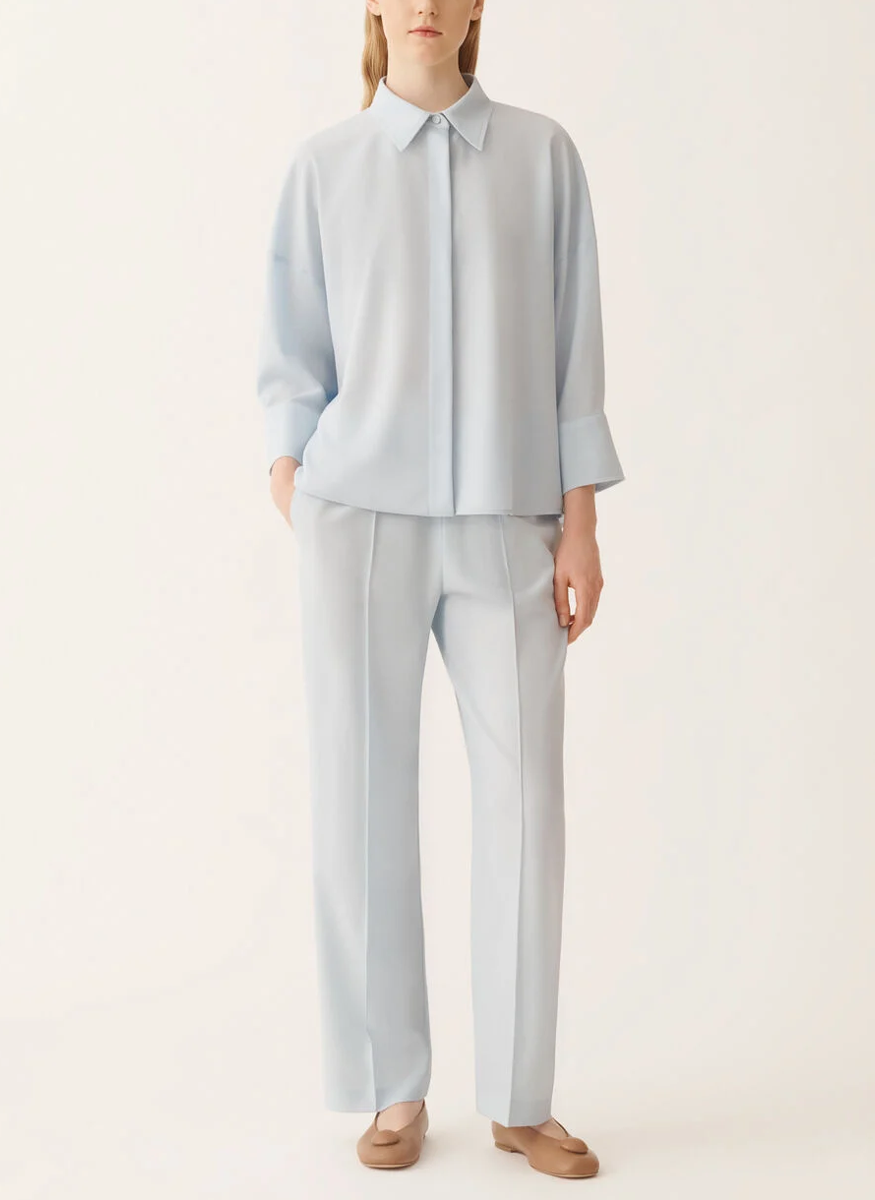 Cropped Shirt in Cool Bistretch Wool - Fabiana Filippi