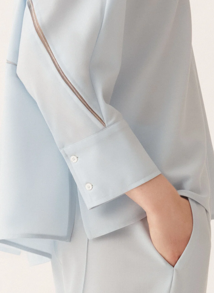 Cropped Shirt in Cool Bistretch Wool - Fabiana Filippi