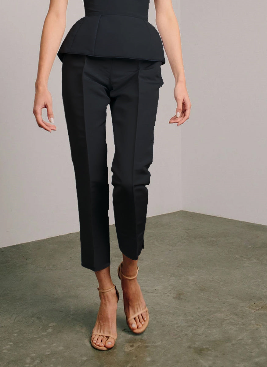Fitted Pant In Black Silk Faille