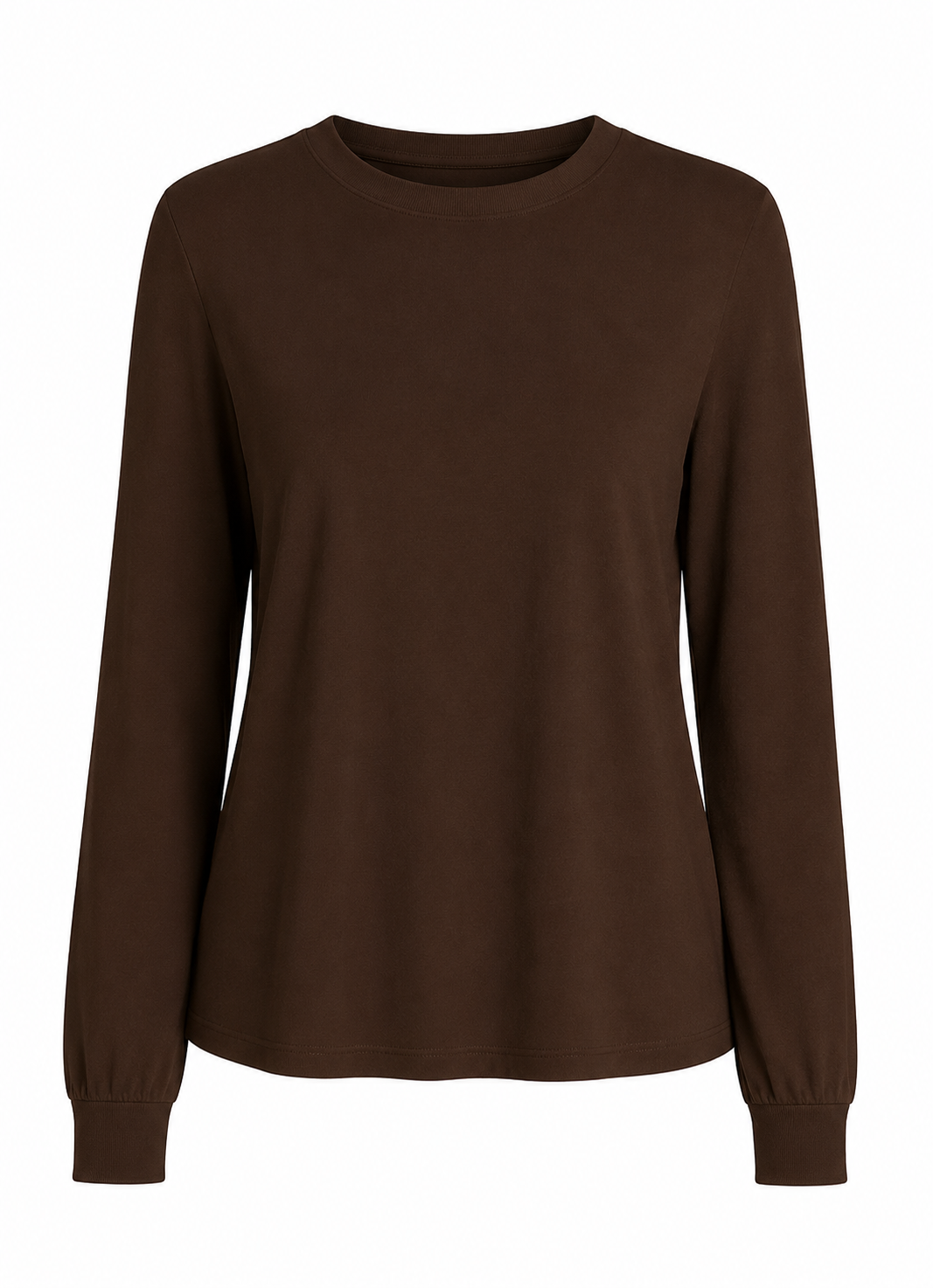 Superfine Light Weight Crew Sweater in Chocolate