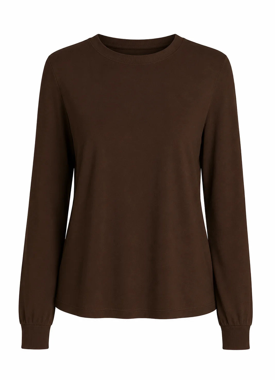 Superfine Light Weight Crew Sweater in Chocolate - Rani Arabella