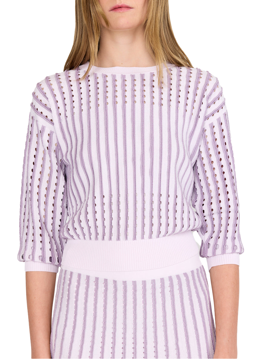 Anaya Sweater in Pinstripe Lilac - Christy Lynn