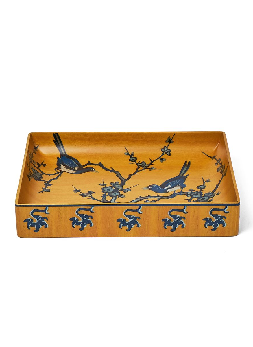 Blue Birds Marquetry Tray