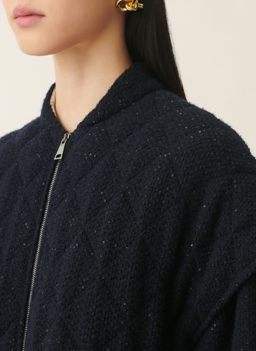 Diamond Quilted Sequin Platinum Cape - Fabiana Filippi