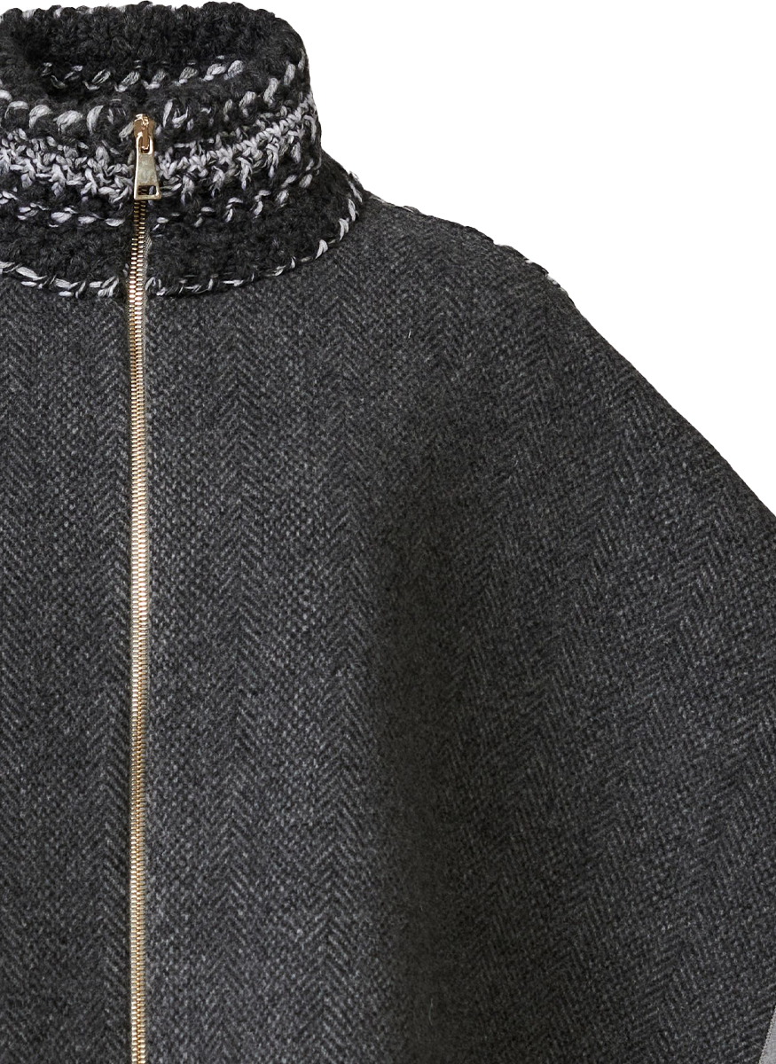 Soft Herringbone Double Cape - Fabiana Filippi