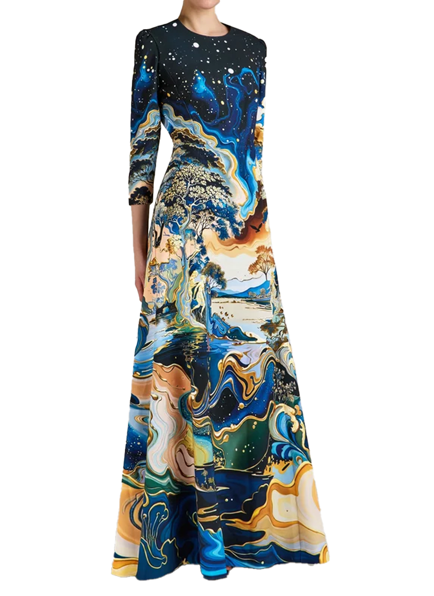 Chantal Dress Kintsugi Azurite - Mary Katrantzou