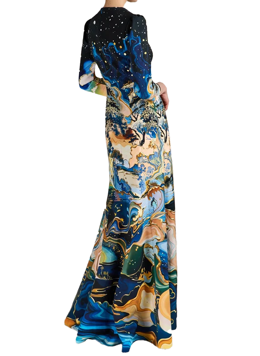 Chantal Dress Kintsugi Azurite - Mary Katrantzou