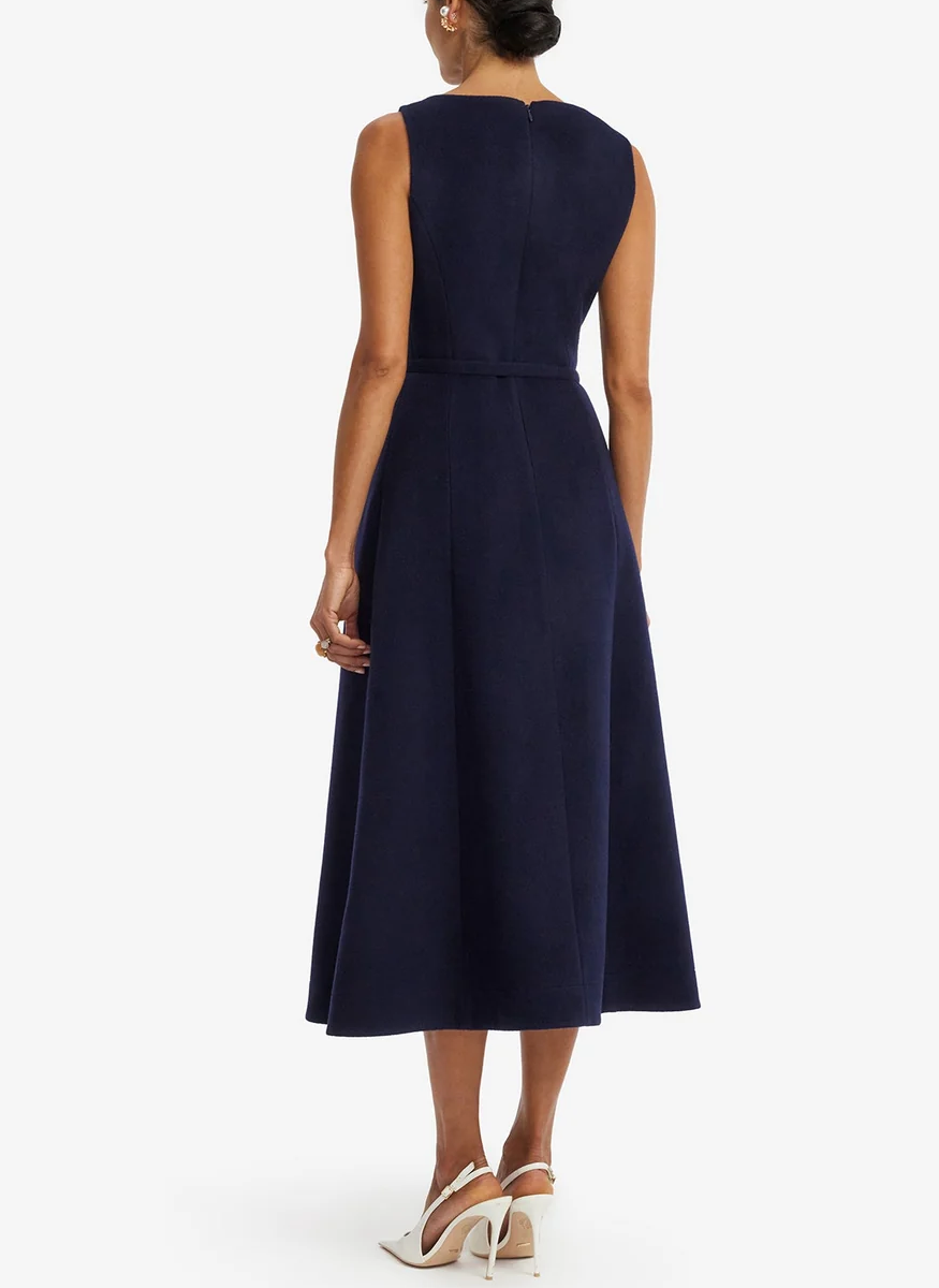 Cleo Appliqué Wool Sleeveless Midi Dress - Leo Lin