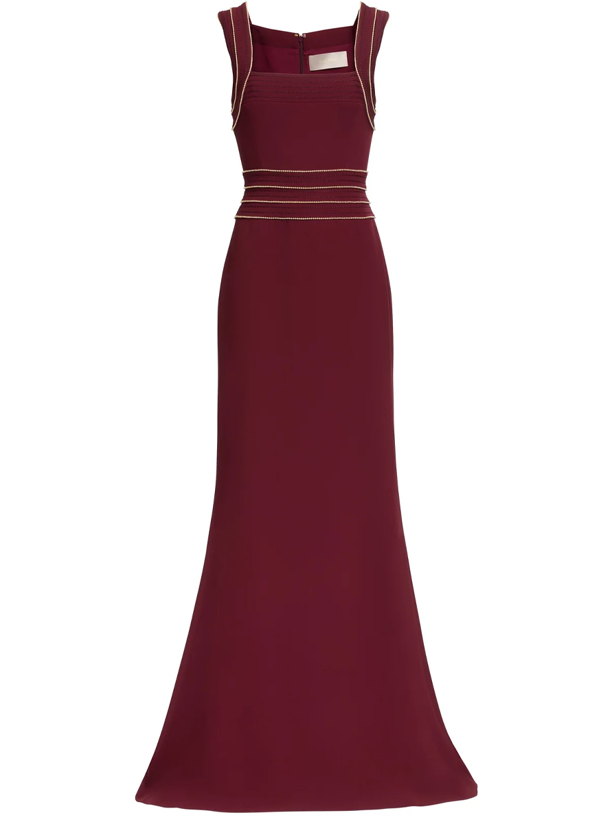 Trim Embellished Cady Gown