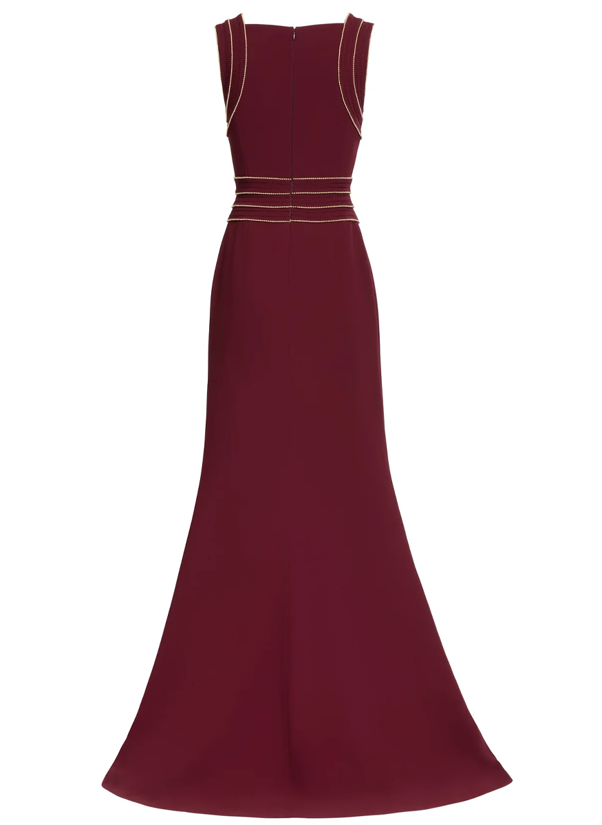 Trim Embellished Cady Gown