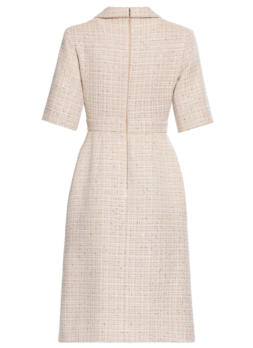 Sequin Thread Tweed Midi Dress