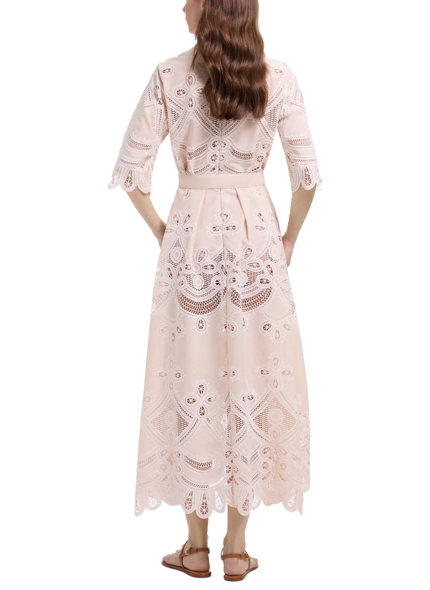 Cotton Embroidered Midi Dress - ELIE SAAB