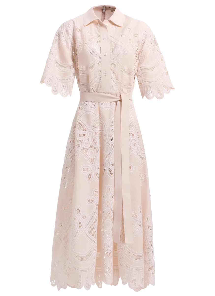 Cotton Embroidered Midi Dress - ELIE SAAB