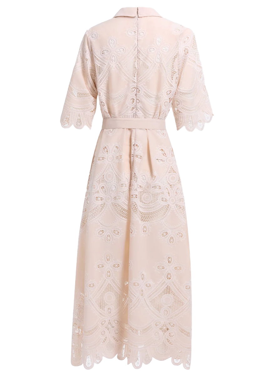 Cotton Embroidered Midi Dress - ELIE SAAB