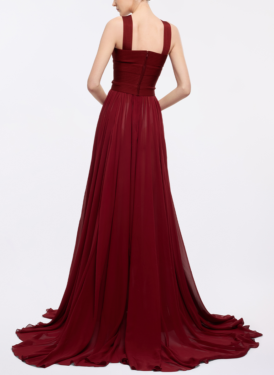 Silk and Knit Halter Gown - Elie Saab