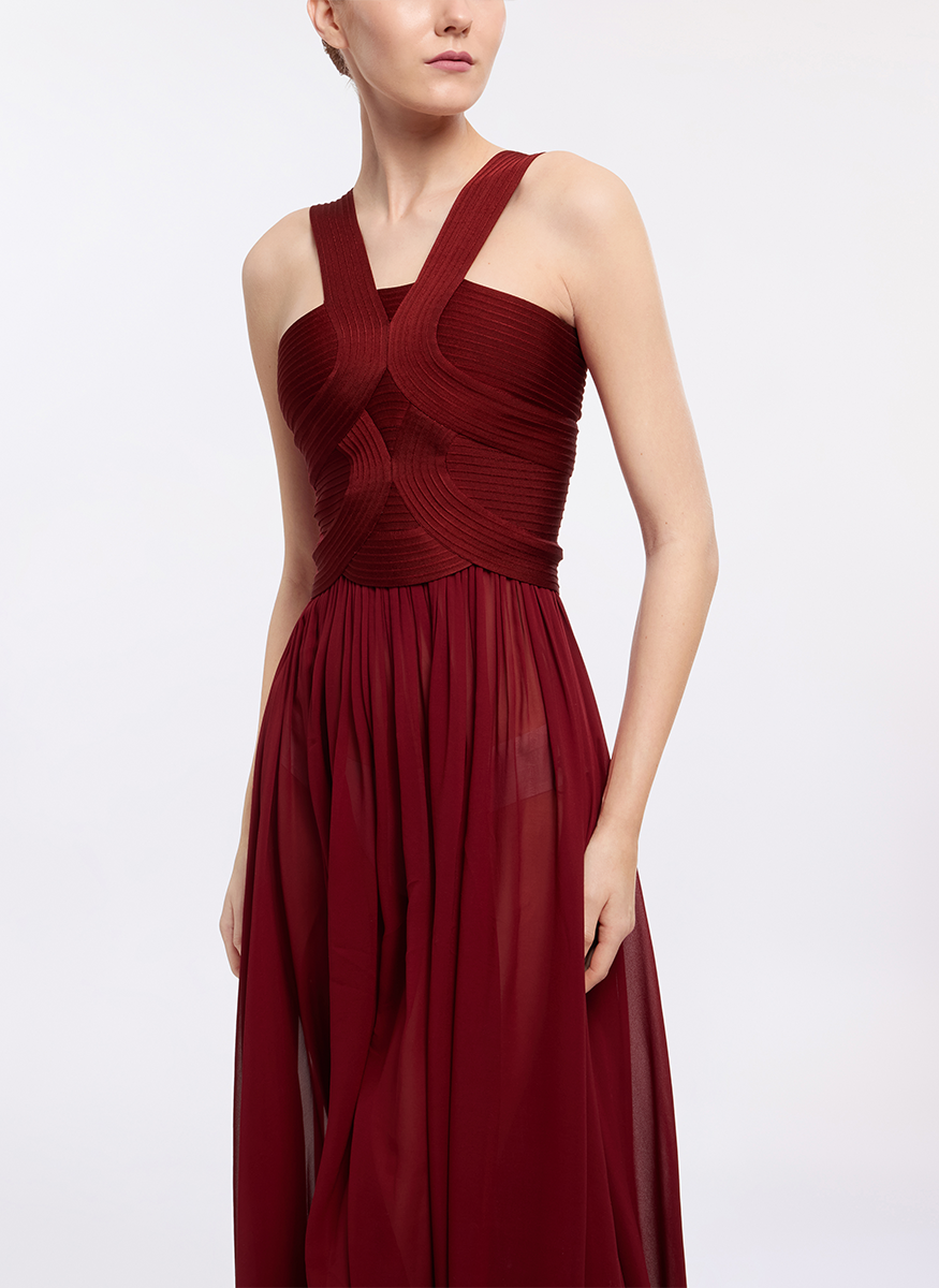 Silk and Knit Halter Gown - Elie Saab