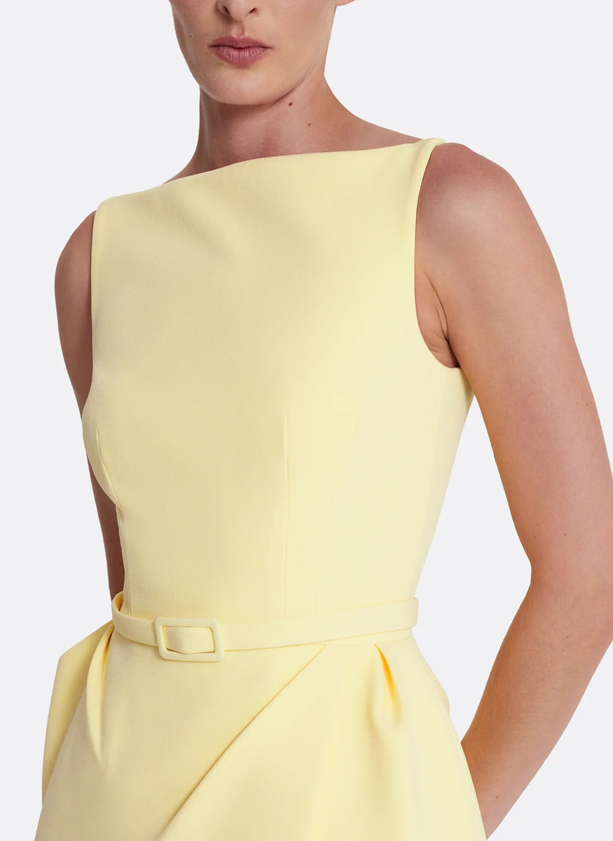 Flaminia Midi Dress in Pale Yellow - Safiyaa