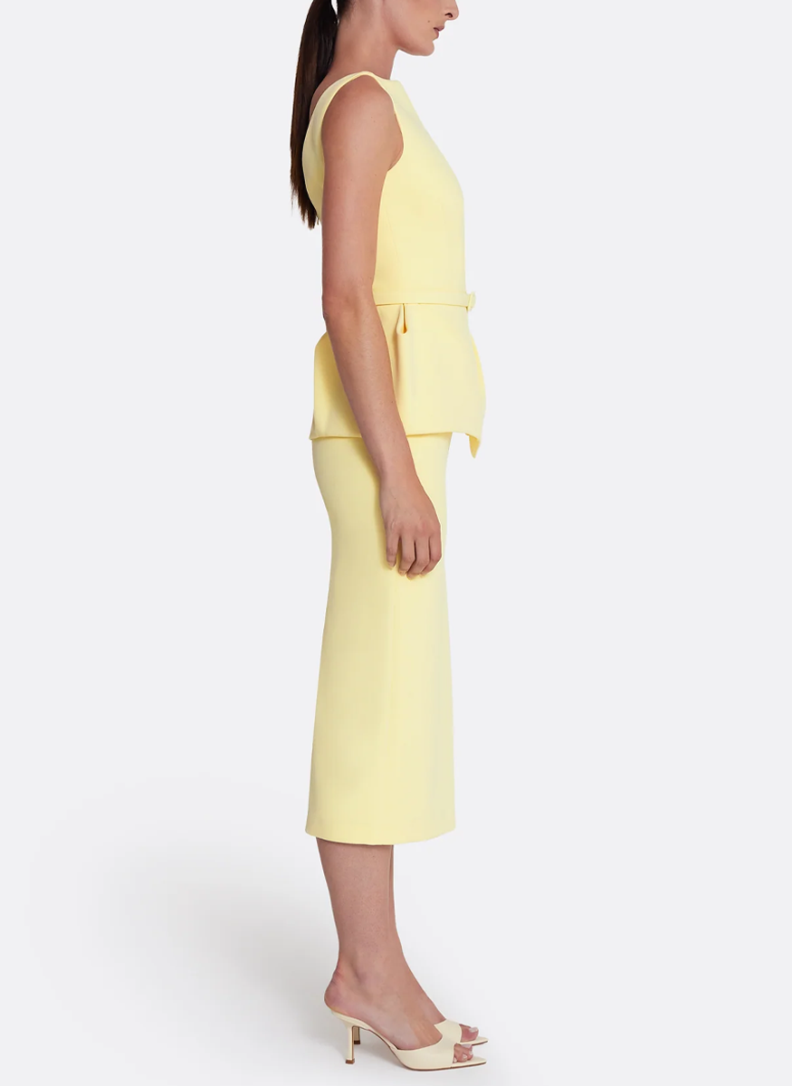Flaminia Midi Dress in Pale Yellow - Safiyaa