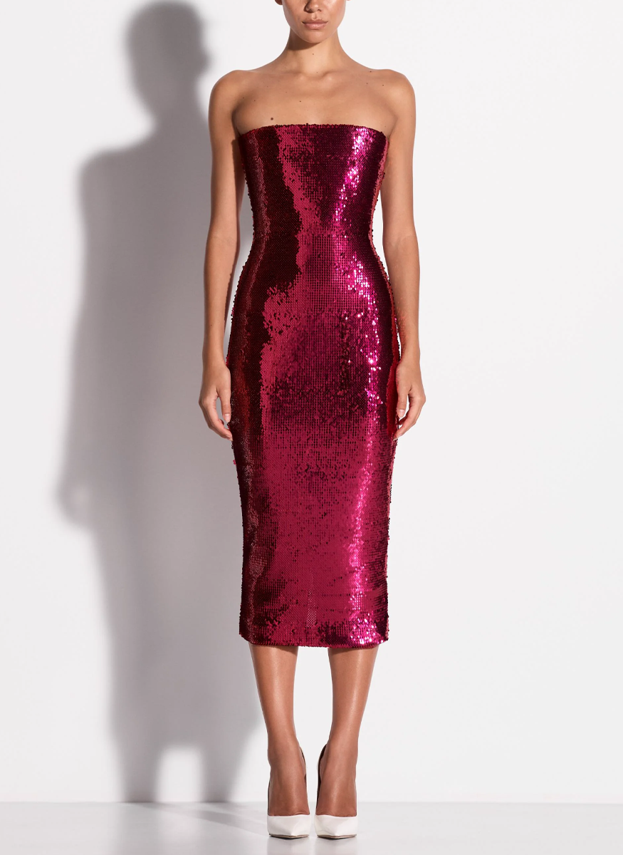 Strapless Dress in Sequin Mesh