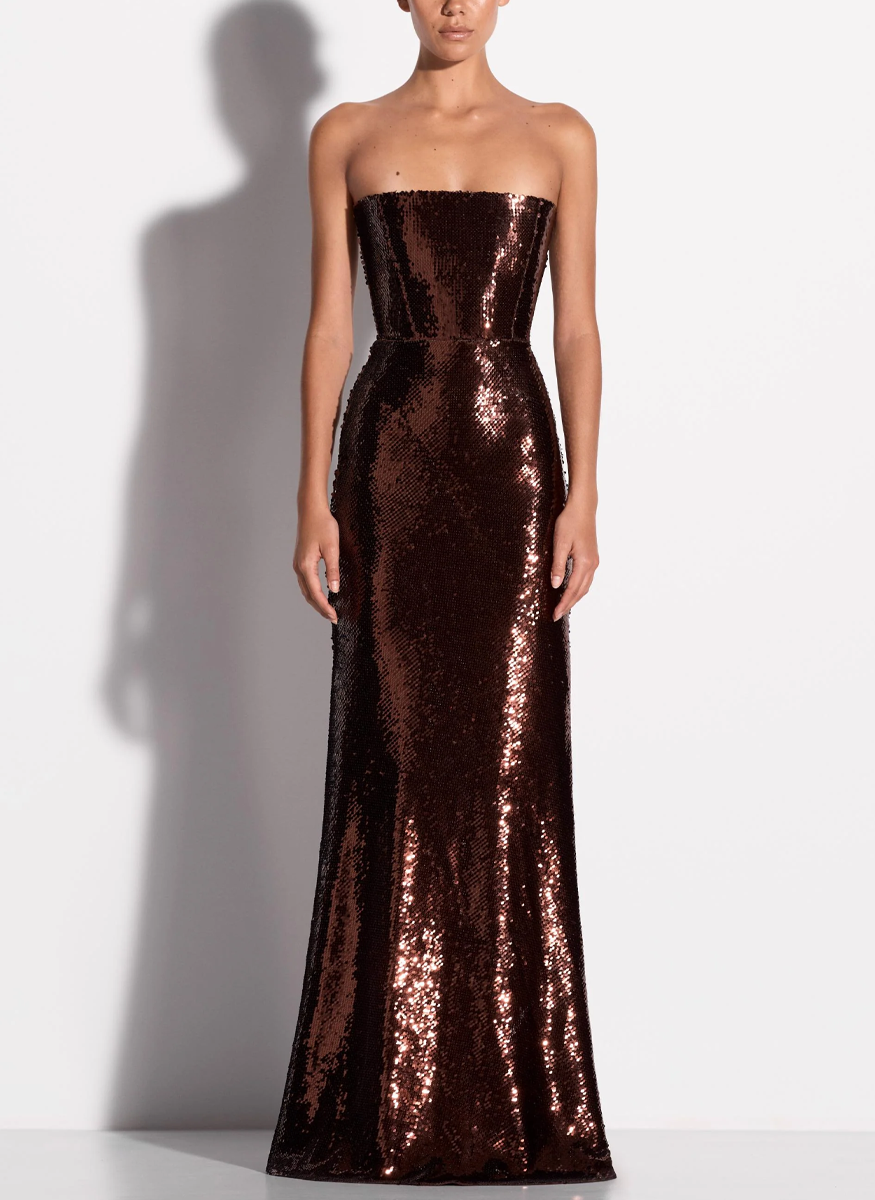 Strapless Gown in Sequin Mesh - ALEX PERRY