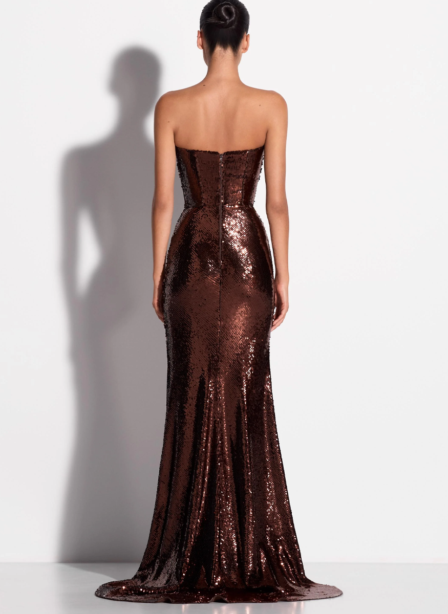 Strapless Gown in Sequin Mesh - ALEX PERRY