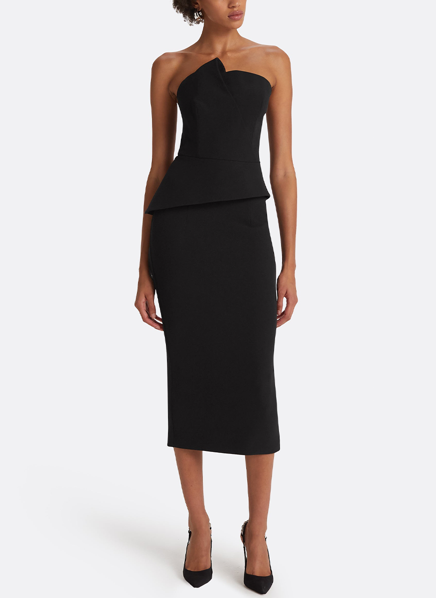 Delani Strapless Midi Cocktail Dress - Safiyaa