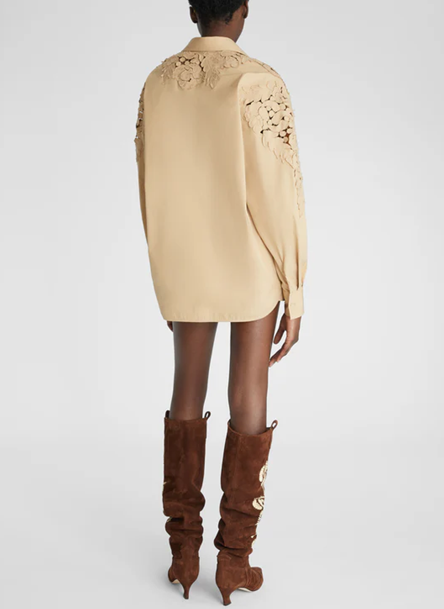 Poplin Long Sleeve Top with Lace Detail - Ermanno Scervino