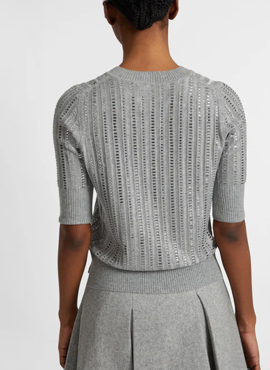 Cashmere and Viscose Top with Baguette Crystals - Ermanno Scervino