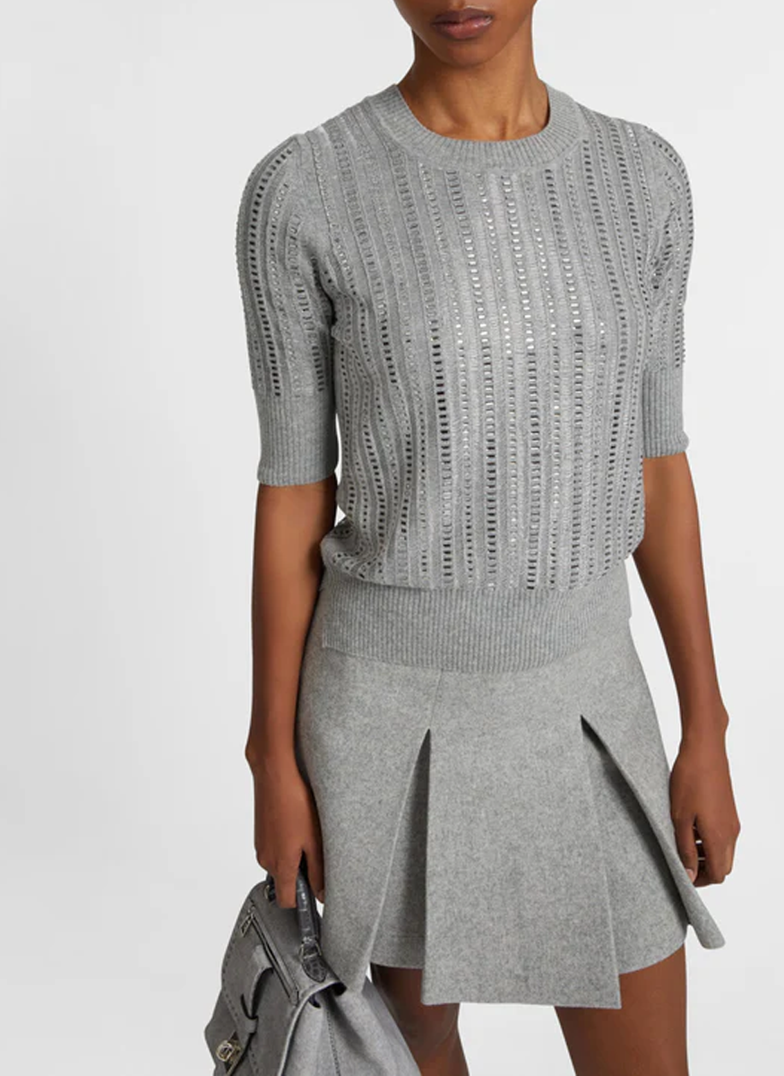 Cashmere and Viscose Top with Baguette Crystals - Ermanno Scervino